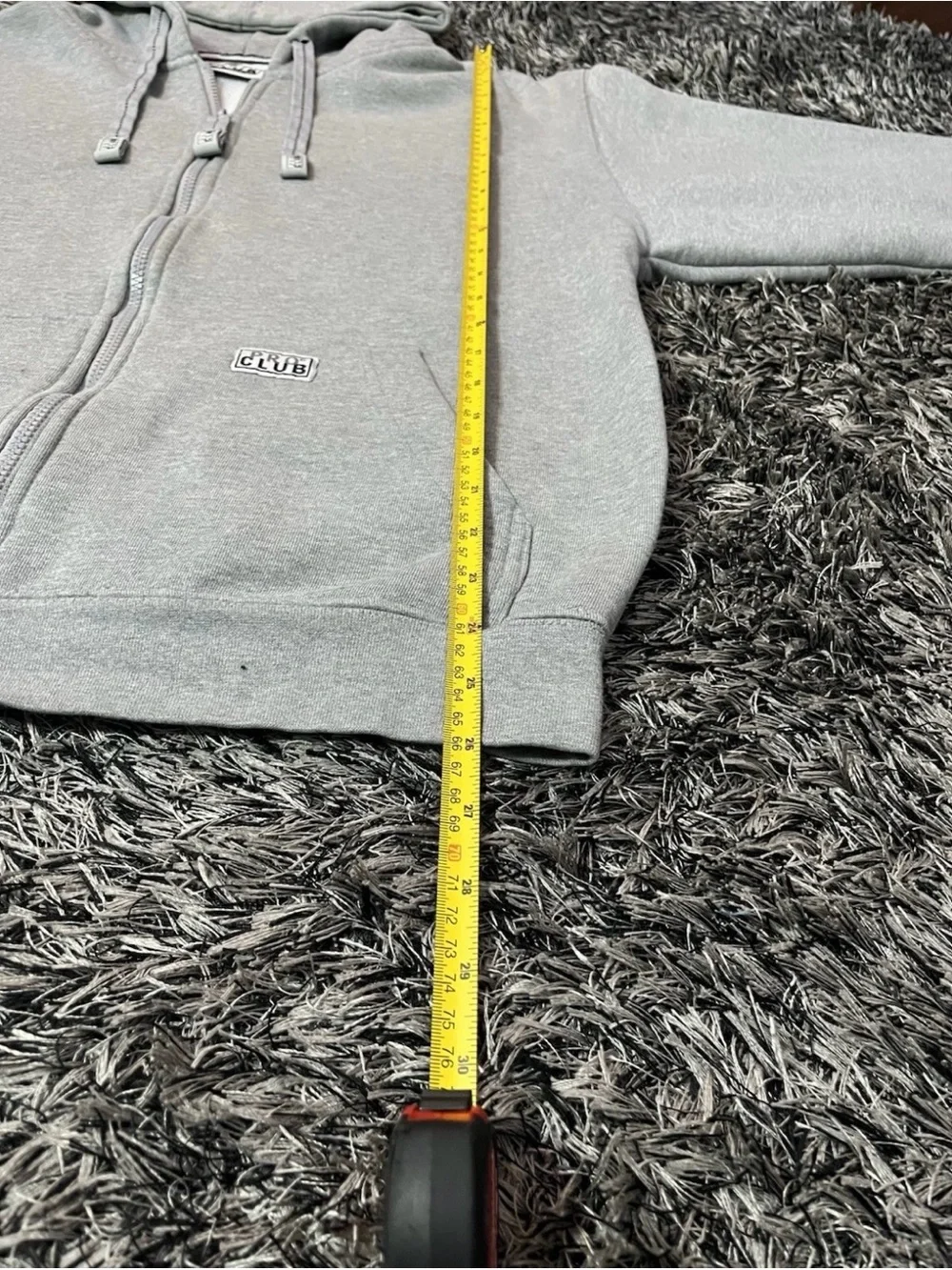 Grey Zip-Up Pro club Hoodie Sweatshirt - Men's - Picture 5 of 6
